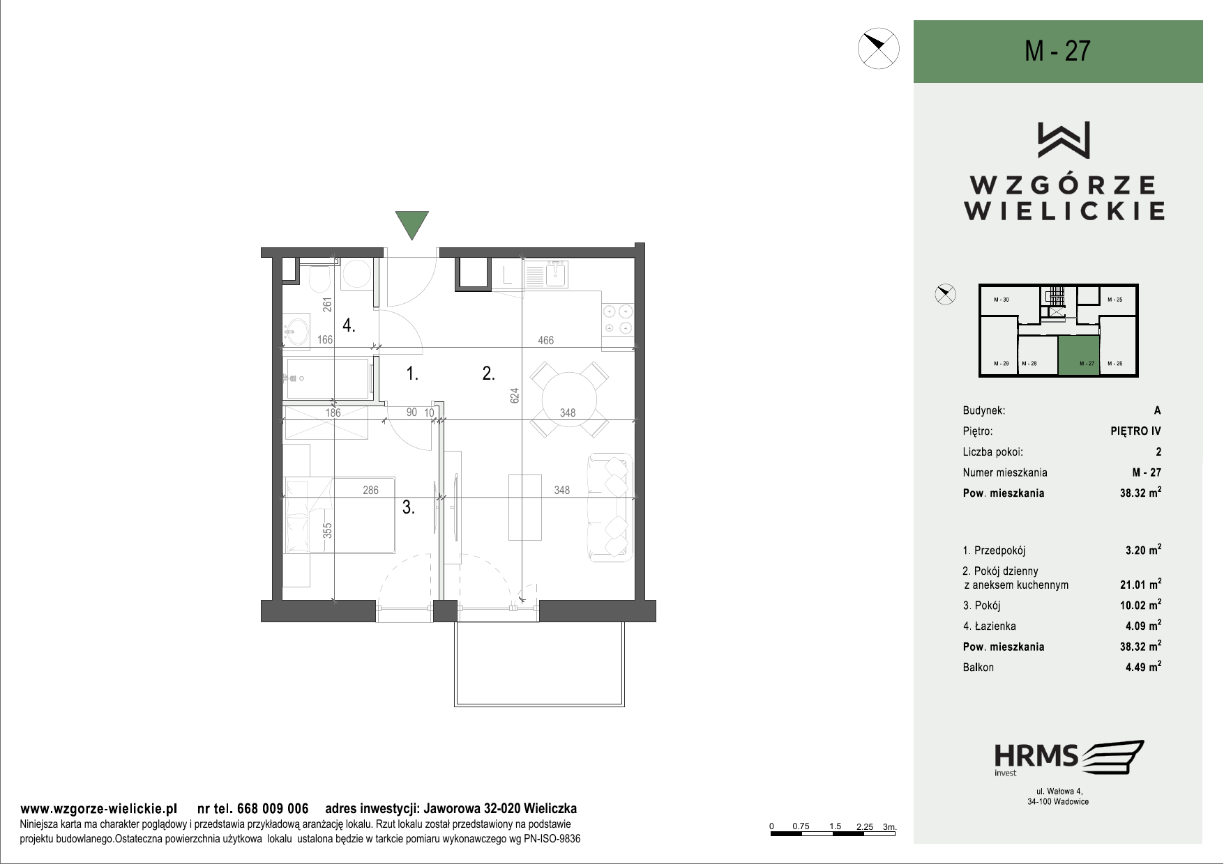 Mieszkanie 38,79 m², piętro 4, oferta nr M-A27, Osiedle Wzgórze Wielickie, Wieliczka, ul. Jaworowa-idx